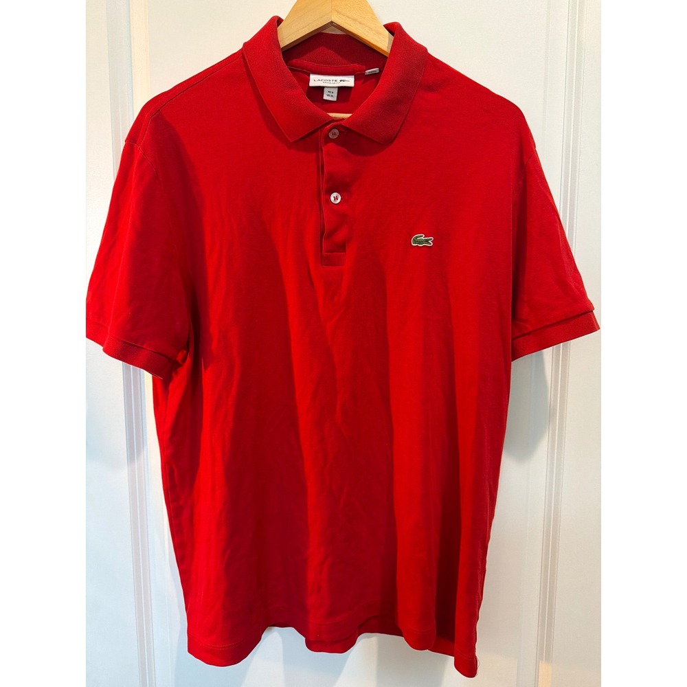 Lacoste Mens Regular Fit Pima Cotton Polo Shirt Red DH2050 XL Crocodile Logo